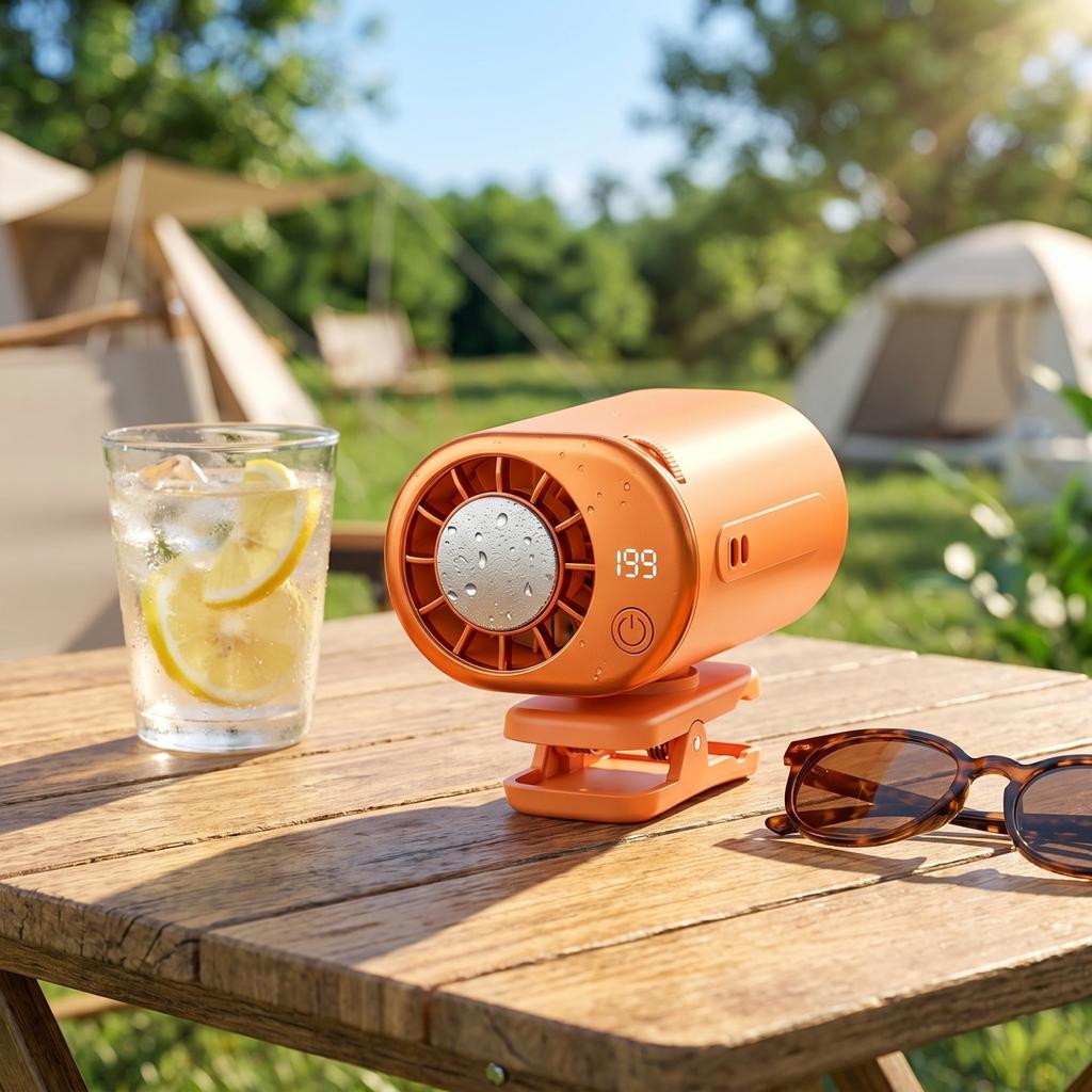Portable Waist Fan with USB- Rechargeable, Digital Display, 8-12 Hours Battery Life, Wearable Clip- Fan for Outdoor Activities and Travel