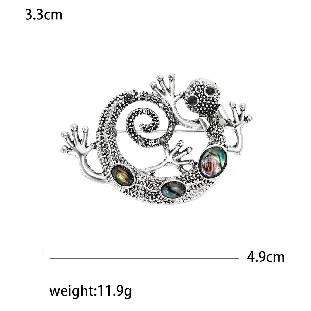 Vintage Personalized Lizard Gecko Brooch Pin, High-End Shell Animal Brooch Collar Pin Jewelry