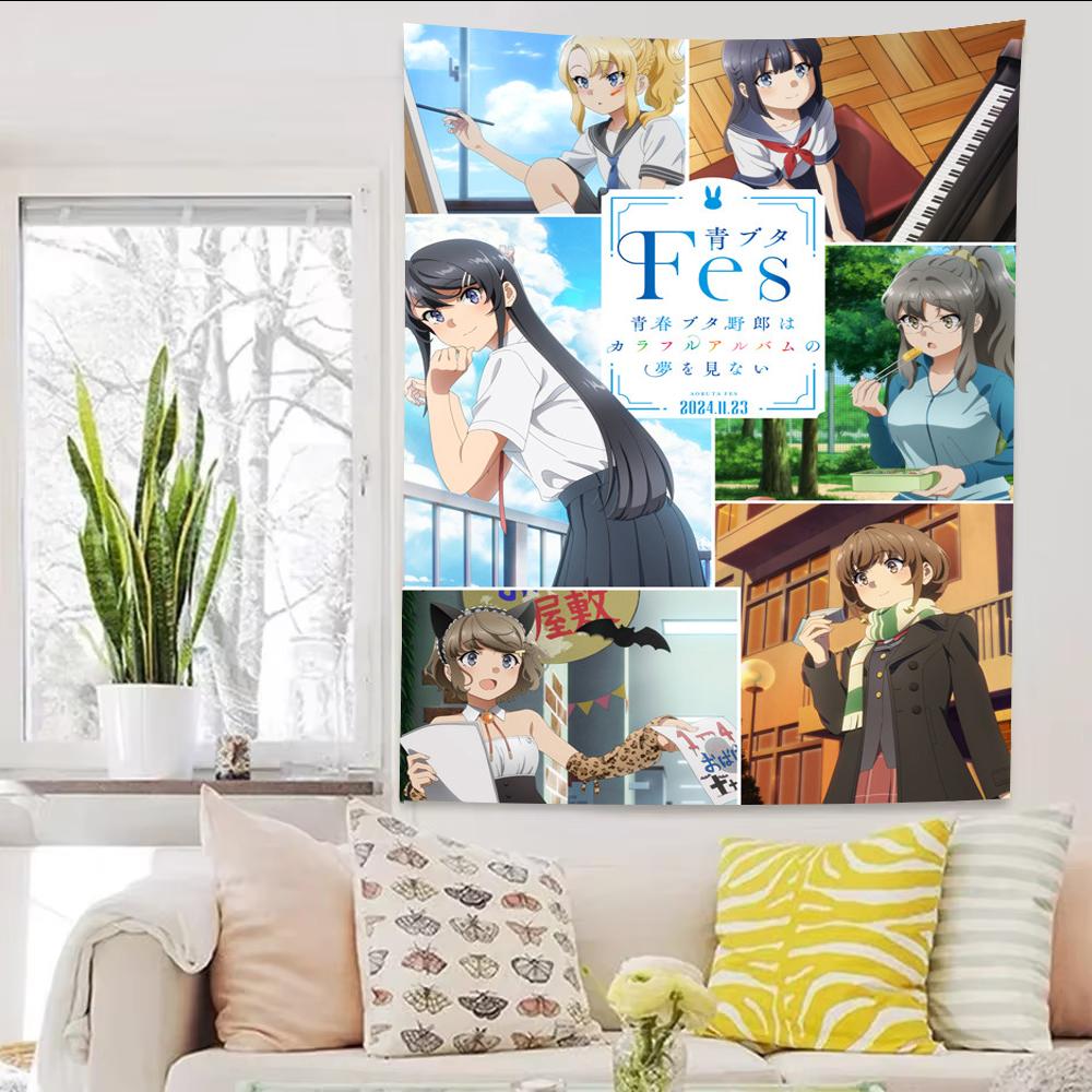 Mai Sakurajima Anime Tapestry Wall Art Cute Girlish Room Atmosphere Decor Wall Backdrop Decoration Accessories