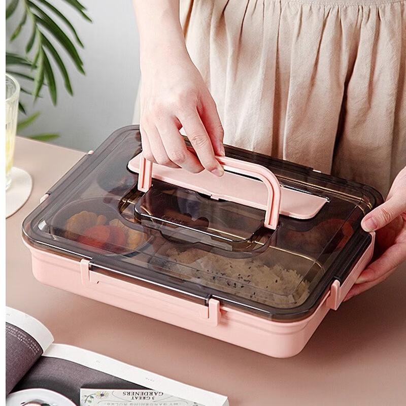 Abay304 Portable 3-Compartment Stainless Steel Bento Lunch Box