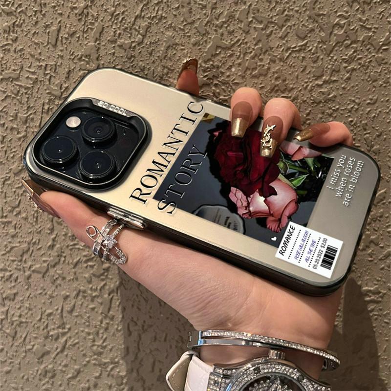 Verbesserte IMD-Hülle mit romantischem Rosen-Blumendruck, stoßfeste, schützende weiche TPU-Hülle, vollständige Rückseite für iPhone Samsung