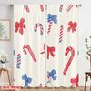 2pcs,2D plane printing Window Curtain Candy Cane Stripes Christmas (2) Durable Polyester (without rod) Gifts for Living Room &