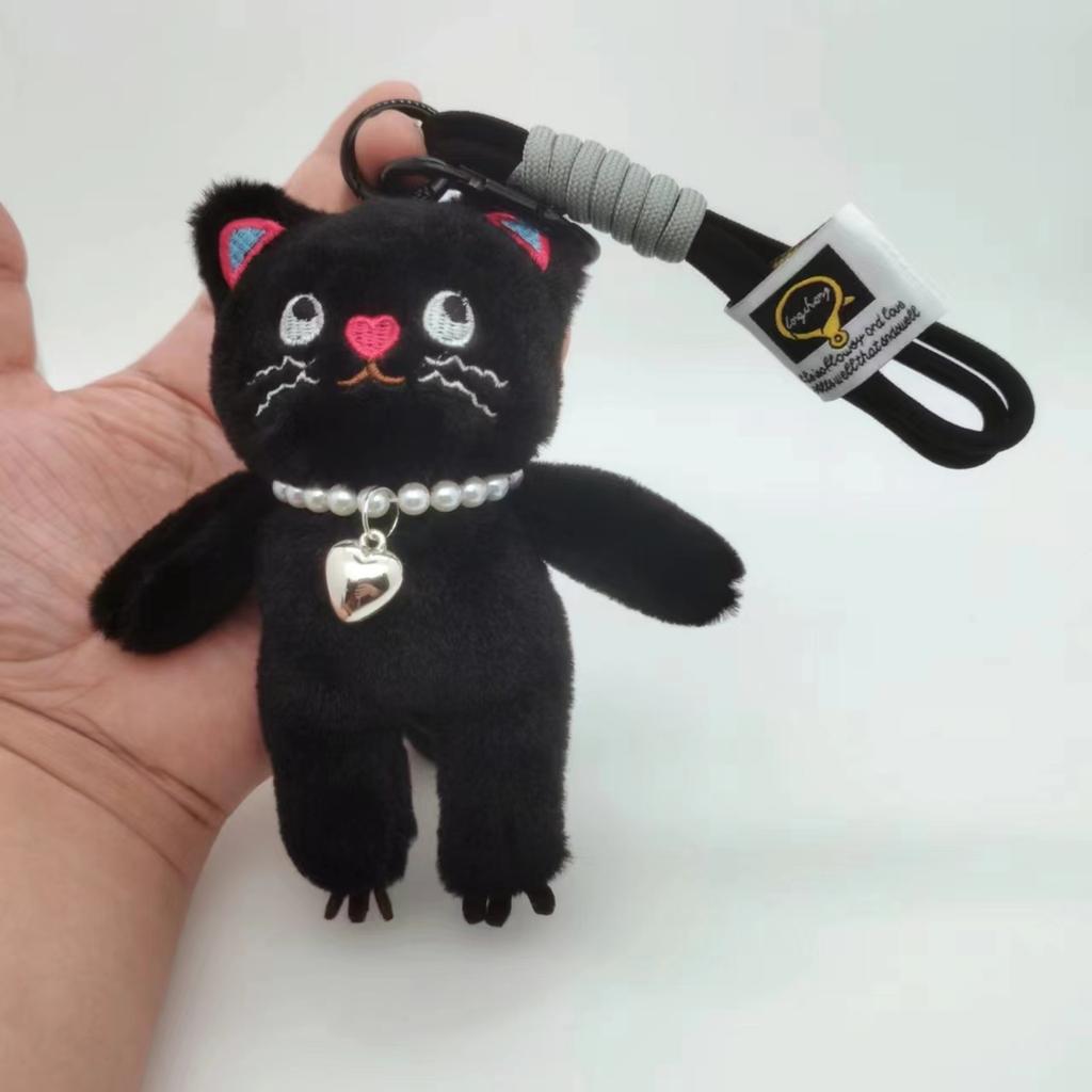 15cm Kawaii Rosa Katze Plüsch Schlüsselanhänger Niedlicher Katzen Plüsch Anhänger Weicher Tier Schlüsselanhänger Auto Schlüssel Schnalle Zubehör Mädchen Frauen Tasche Aufhängung