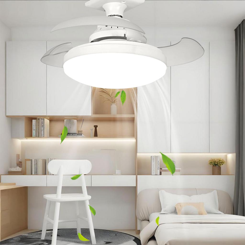LED 48W ceiling fan light E27 with remote control for dimming, suitable for living room, study, household use, 85-265V