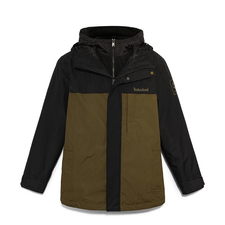 Timberland Three-In-One Protective Shell Fleece Windproof Waterproof Warm Jacket Men Jacket Black Dark-Olive A696HDX8