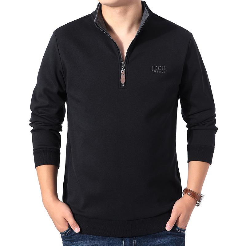JEEP SPIRIT Men's Thick Fleece Half-Zip Sweatshirt - Autumn/Winter Stand Collar Pullover Jacket 0076