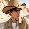 Cowboy Hat Western Male and Female Duck Tongue Fisherman Eaves Sunscreen Straw Hat Outdoor Shading Tourism Mountaineering Tibetan Self-operated