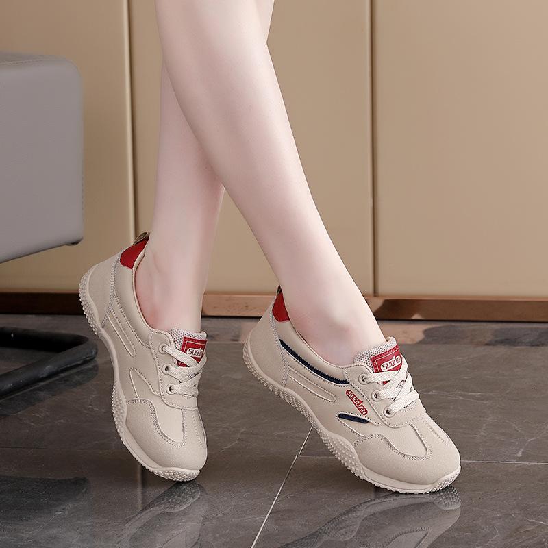 Leather white shoes women's shoes 2025 new spring and summer versatile shallow mouth single shoes soft sole sports and leisure board shoes K1510