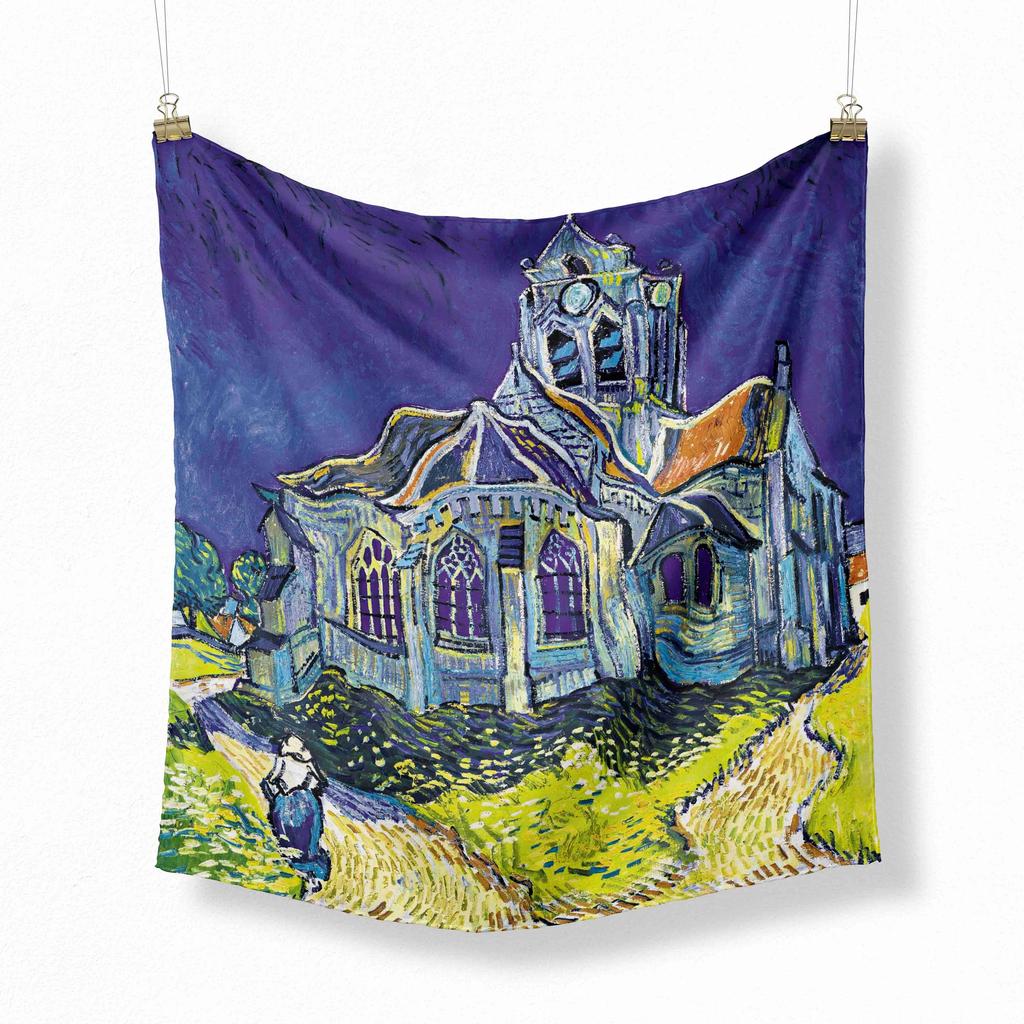 70cm Flower Oil Painting  New Spring Winter Silk Scarf Men Luxury Brand Designer Fashion Scarves Plaid for Women Scarf