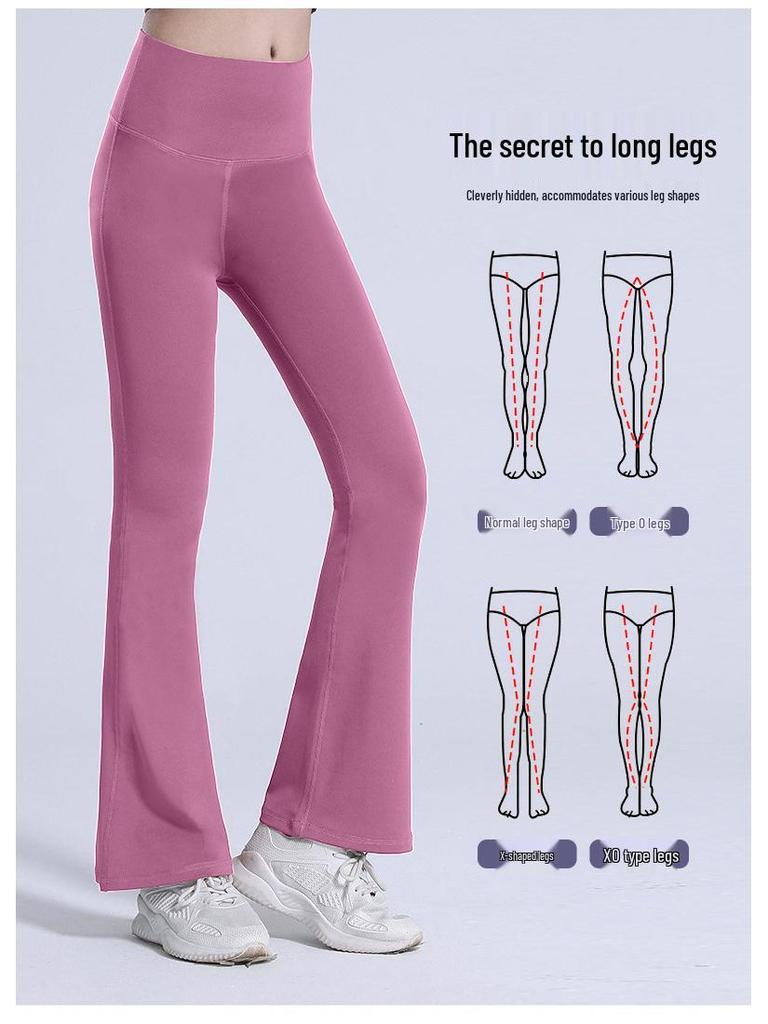 Lulu Women's Nude Feel Flare Yoga Pants – High Waist, Quick-Dry, Hip-Lifting, Slimming, Wide Leg Fitness Tights.