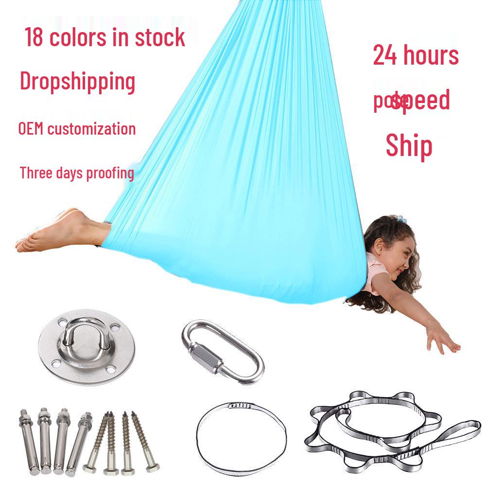Elastic Sensory Swing: Indoor Hammock for Kids & Adults with Fixed Link Ring, Double Layer.
