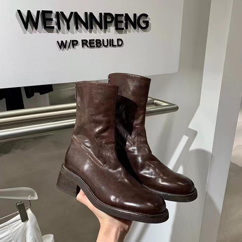 

Виноградная Мама Прогуливающаяся Ст. Мюррей~ Осень и Зима Новые С эффектом стирки Мартинсы Задняя молния Толстая подошва Узкие ботинки Короткие ботинки 35