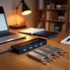 4-Port USB 3.0 Hub & Docking Station: Fast Data Reading & High-Speed Download