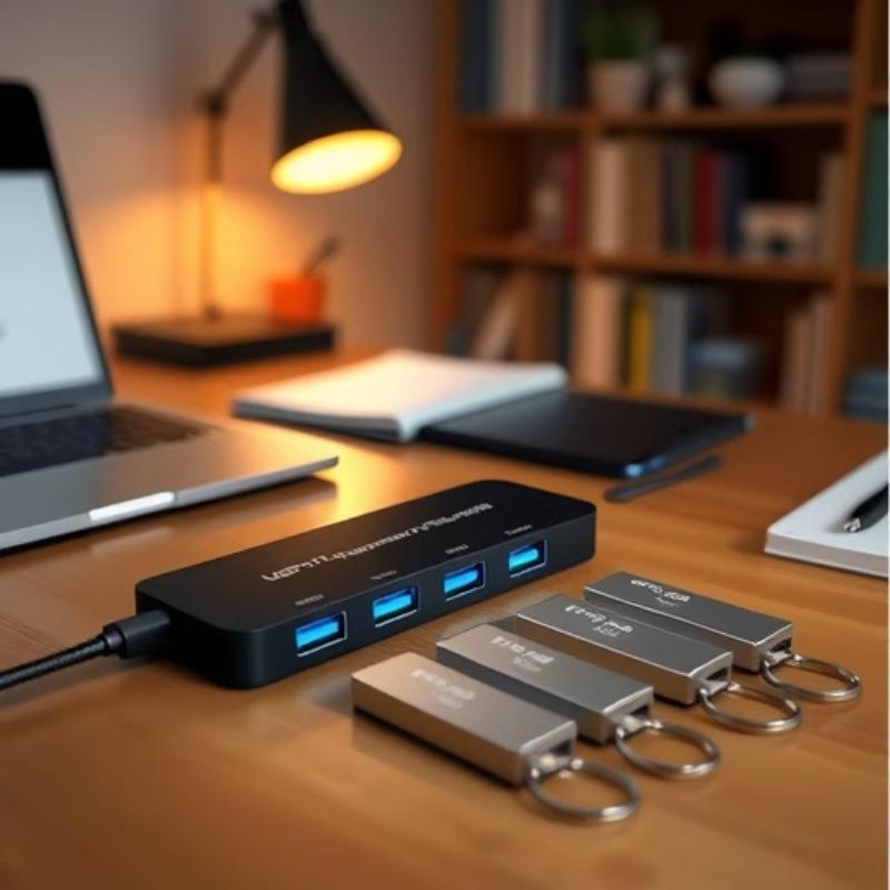 4-Port USB 3.0 Hub & Docking Station: Fast Data Reading & High-Speed Download