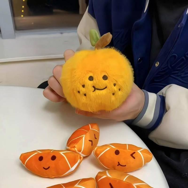 Creative Cartoon Peel Orange Plush Pendant Detachable Decompression Pendant