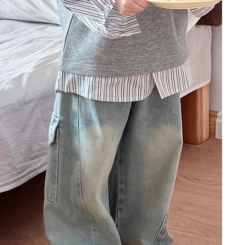 Trendy Children's Spring/Autumn Jeans - Cool, Casual, Loose Straight-Leg Overalls