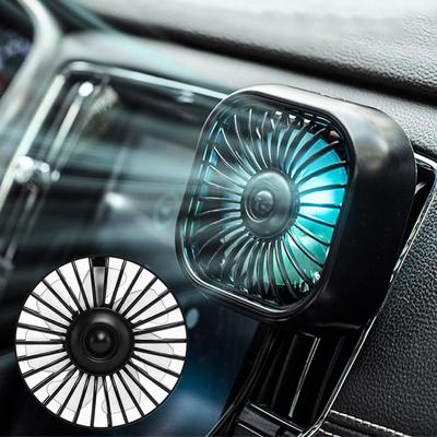2024-New Car USB Fan, Car Fan, LED Light, 3 Levels of Air Flow Adjustment,