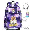 Camouflage Backpack Student Bookbag Multifunctional USB Charging Football Star Print Travel Daypack Lightweight Casual Men's Backpack