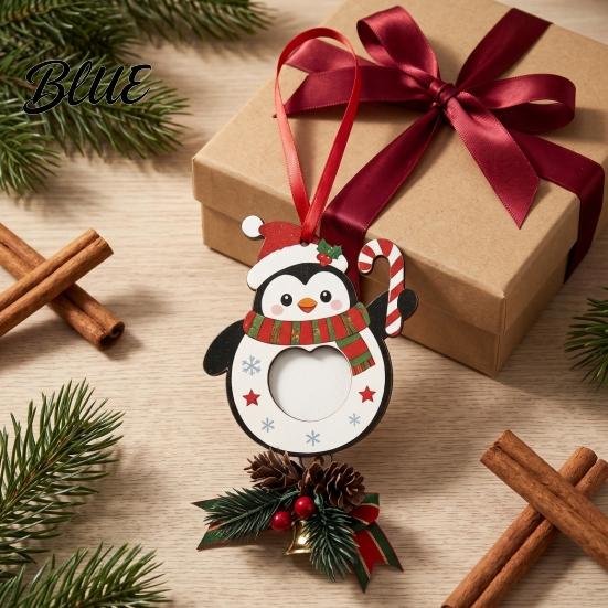 Handmade Wooden Ornaments Christmas Tree Ornaments, 2D Stocking House Shaped Photo Frame Hanging Personalized Frames Decor, Xmas Ornament for