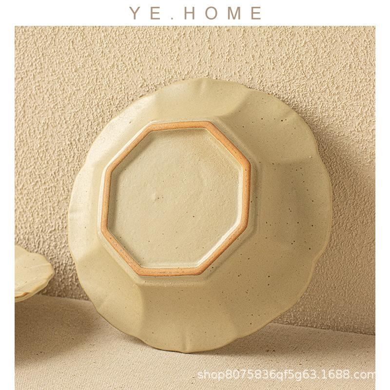 Retro Japanese Style Super High Value Matte Ceramic Lace Deep Plate B & B Restaurant Soup Plate Handmade Pasta Plate