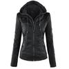 Giacca da Moto da Donna Monocolore Manica Lunga Cappotto con Cerniera Inverno Slim Giacca in Pelle PU Morbida Giacca Donna