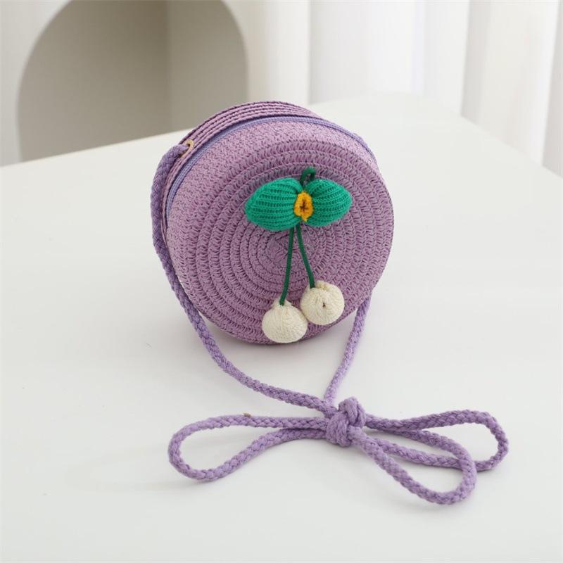 1Pc New bag cute ins messenger bag summer children's diagonal straddle bag change bag flower mini straw bag shoulder
