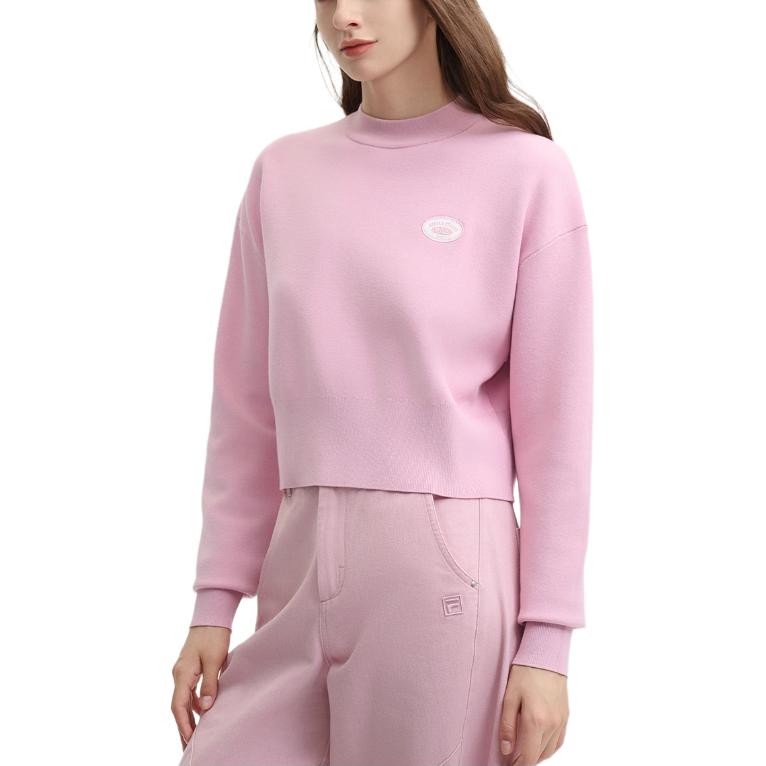 FILA Original Fashion Casual Comfortable Short Pullover Knit Sweater Women sweater Dark-Cherry-Blossom-Pink F51W449401F-PK