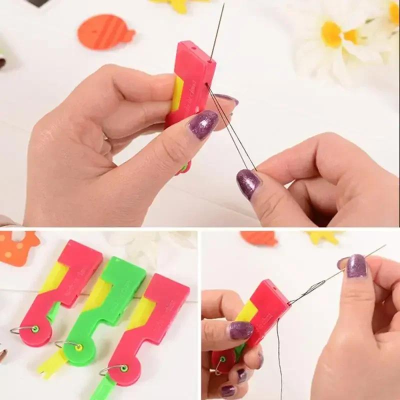 2/5pcs Automatic Needle Threader Elderly Self-Thread Guide Sewing Needle Device for Hand Stitching Machine Quick Needle Threadin