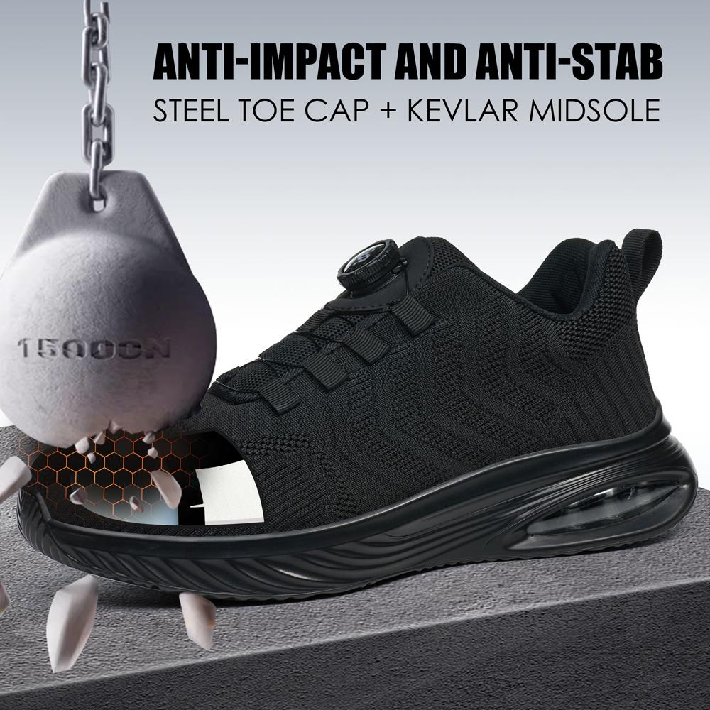 Rotating button Safety Shoes Men Air cushion Work Sneakers Steel toe shoes Puncture-Proof Security Protection Shoes Work Boots