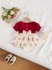 Red Cherry Print Princess Dress with Bow Hair Accessories for Children
