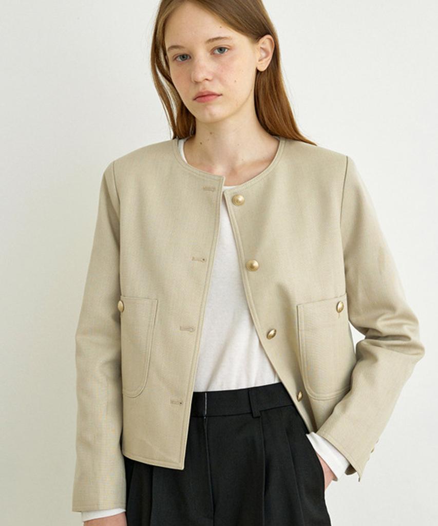 Asif Basic Round Jacket (Khaki Beige)