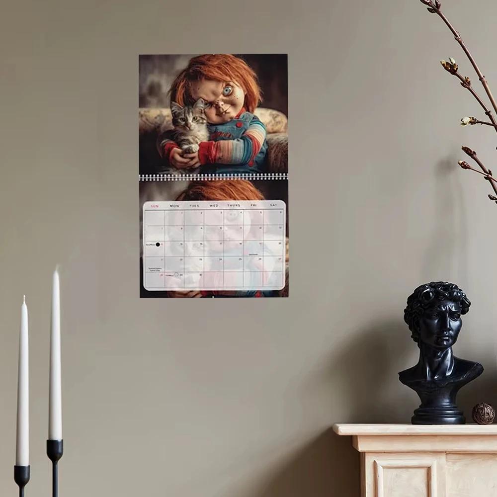Horror Cat Wall Calendar 2026 Monthly Hangable Design 12 Months Family Planner Organizer Calendar for Bedroom Home Office Decor