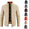 Cardigan a Maglia da Uomo Autunno Inverno con Collo Rialzato e Velluto Interno Giacca Maglione Calda alla Moda Top Uomo