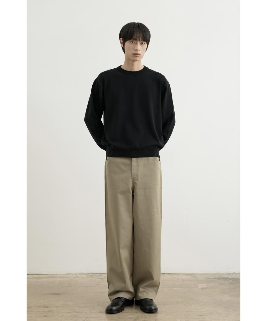 WHOLOVESART Structure Wide Cotton Chino Pants Sand Khaki