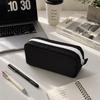 Zipper Design Simplicity Pencil Case Multifunctional Square Shape Stationery Box  Student Use