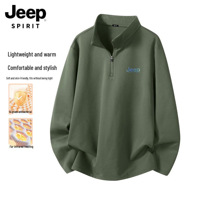 JEEP SPIRIT Men s Winter Fleece Half-Zip Stand Collar Long Sleeve Tee 3XL