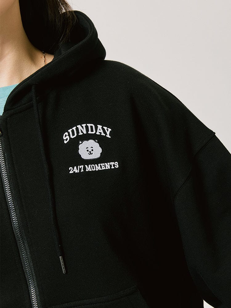 BT21 RJ BASIC Hoodie Zip-Up 2024 F/W (Black)