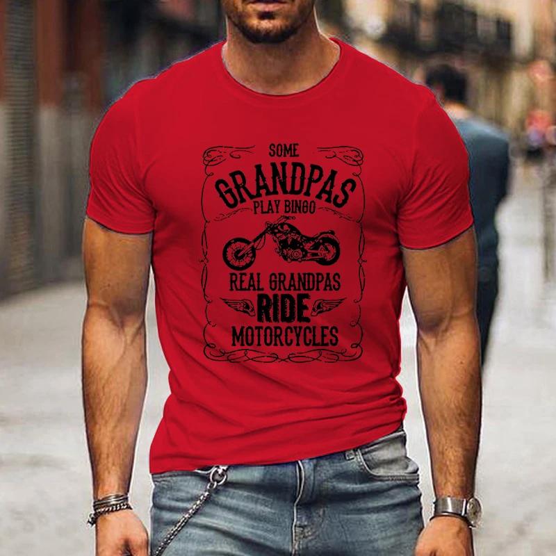 Grandpas Ride Motorcycles Print Men's T-shirts Father's Day Gift Short Sleeve Tops Tees Summer Harajuku Fashion O-Neck Tshirt