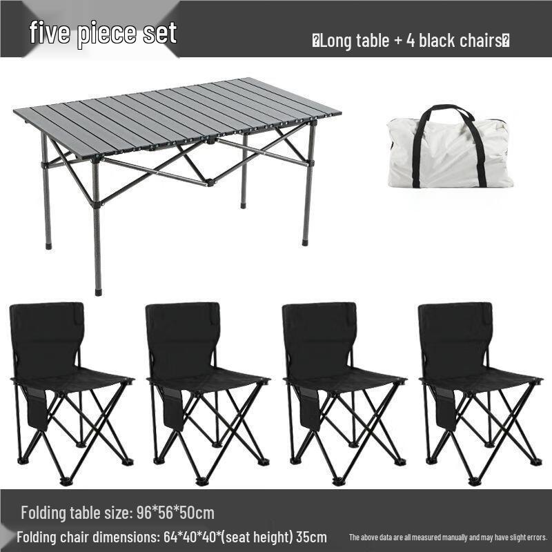 OEING Outdoor Folding Camping Table and Chair Five-Piece Set