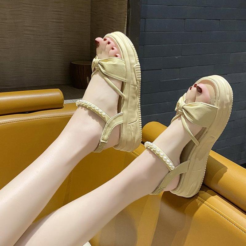 Fashion Women's Sandals Outdoor Roman Style Pearl Ladies Shoes Platform Anti Slip Hot 2025 Luxury Original Summer Comfortable On Offer