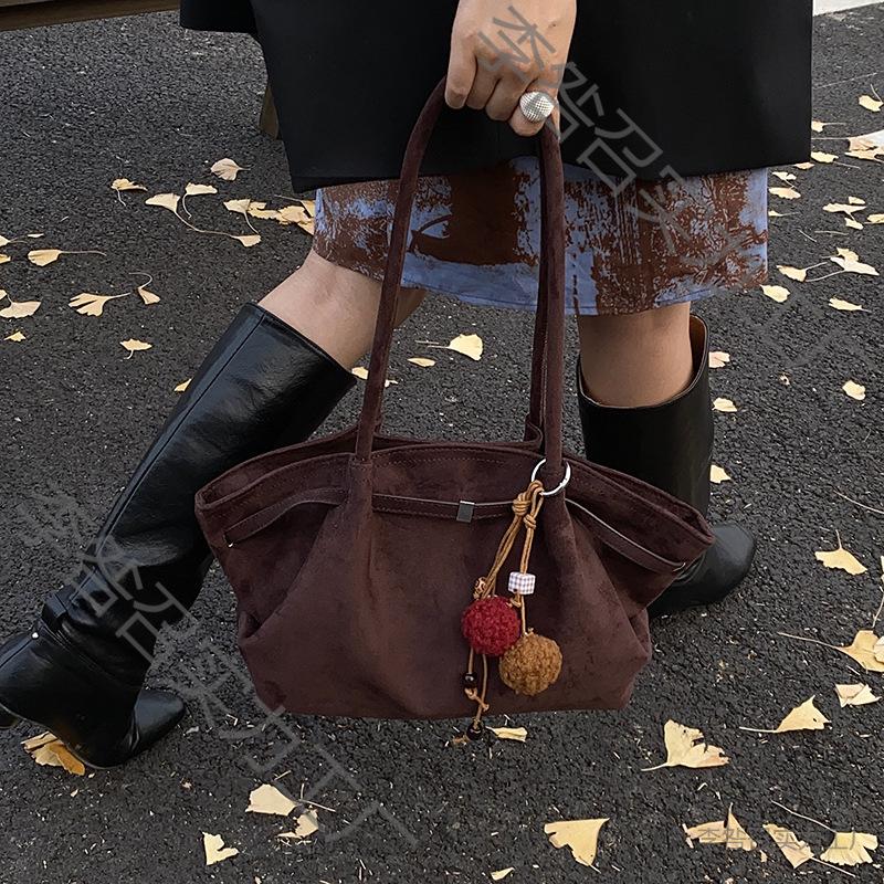 High-End Retro Suede Large Capacity Tote – Autumn/Winter Shoulder Bag