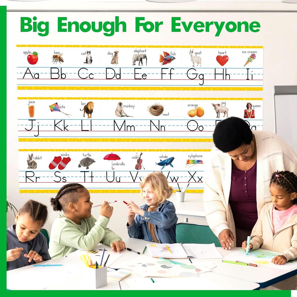Alphabet & Number Line Bulletin Board Set, 12 PCS ABC & 123 Wall Decorations 26 Upper & Lower Case Letters Plus Numbers 0-10 for Preschool,