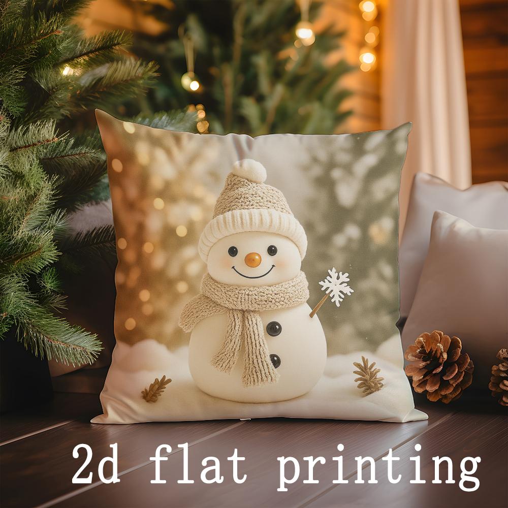 

1 шт./4 шт. - Рождественские наволочки с Сантой, снеговиком и оленем, квадратная наволочка для подушки 16x16Inch