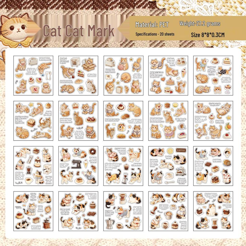 Language and Leisure: Cute Cat Pattern Decorative Sticker Book for Pets