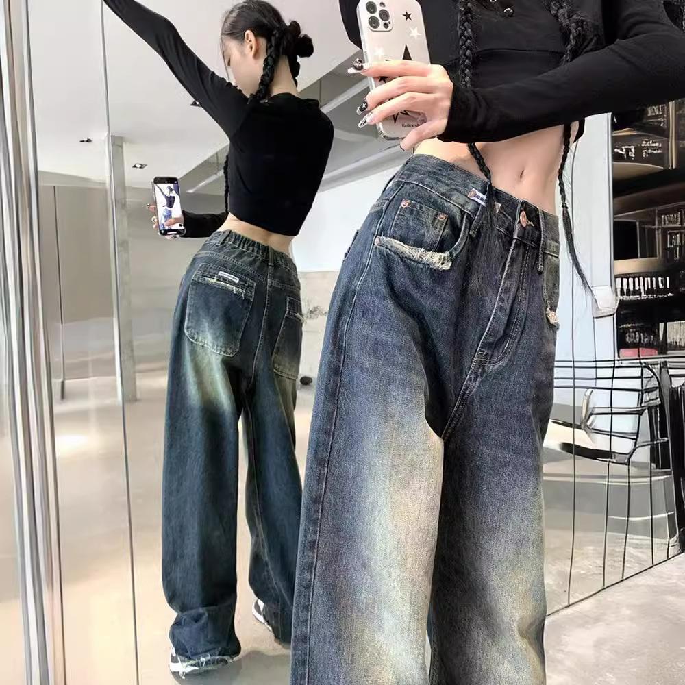 Džíny s vysokým pasem a širokými nohavicemi pro ženy Nové nejžhavější pro tlusté Mm Velká velikost Zeštíhlující kalhoty Volné Rovné Široké nohavice