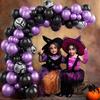 Black And Purple Latex Balloon Chain Set Halloween Themed Party Irregular Wreath Vaulted Decoration