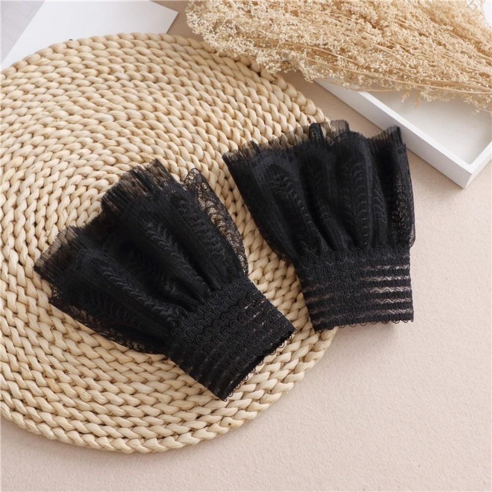 1 Pair Elegant False Cuffs Embroidery Pattern Lace Sleeves Versatile Fake Cuffs For Women