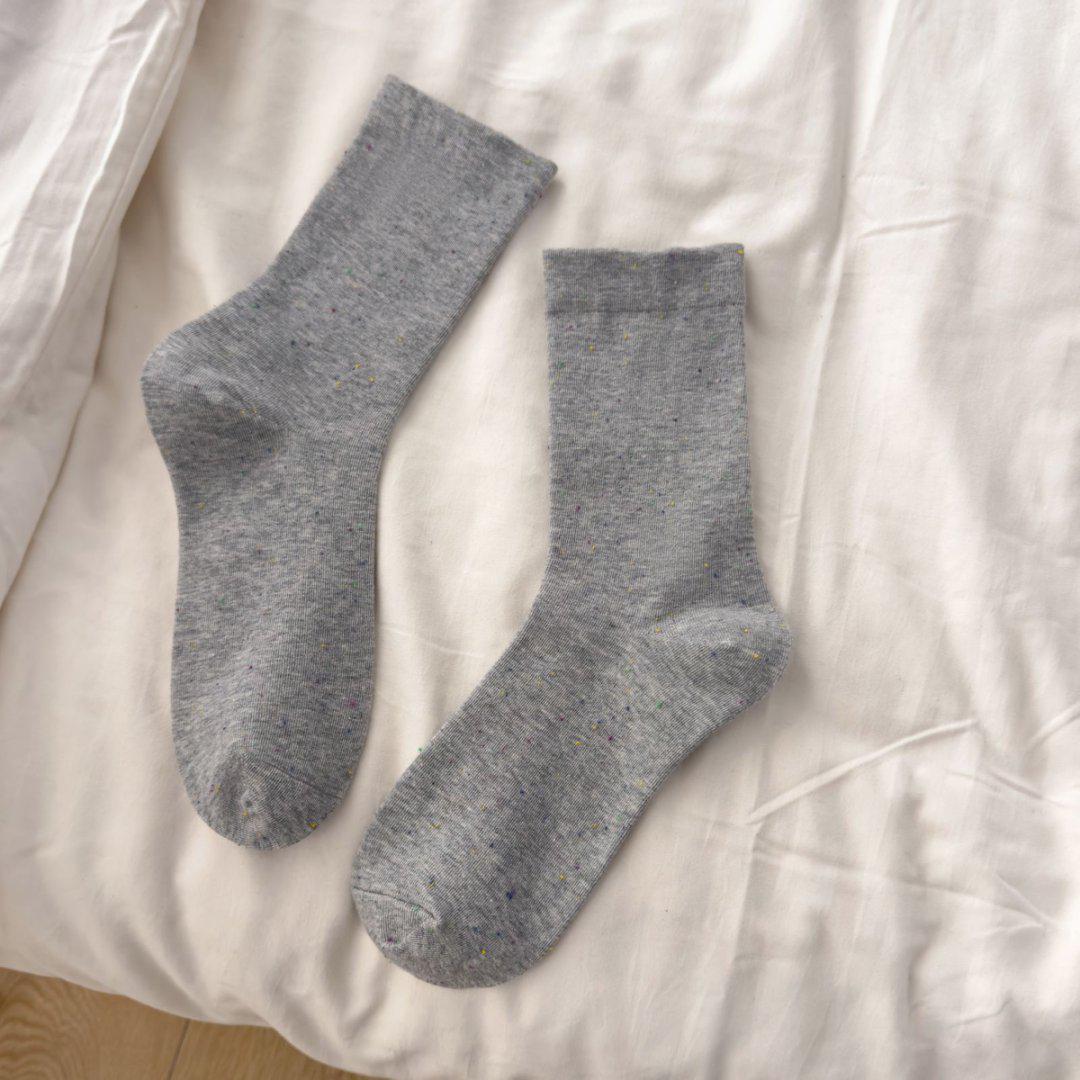 

Женские носки до середины икры из чистого хлопка с крапчатой пряжей - Бесшовные, с присборенным верхом, Кофейного цвета, Идеальны для весны и осени One Size