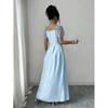 Europe, America 2026 summer new fashion square neck bubble sleeve lace waist slim romantic elegant dress