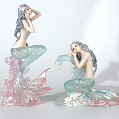 New Lovely Mermaid Fairy Garden Miniature Dwarf Moss Glass Globe Resin Figure Crafts Figurines for Home Decoration Holiday Gifts